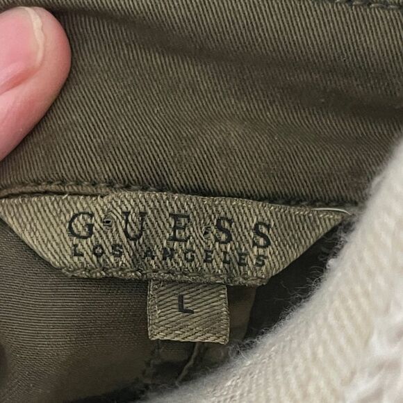 Guess Khaki Olive Studded Utility Jacket Snap Front - Picture 2 of 8